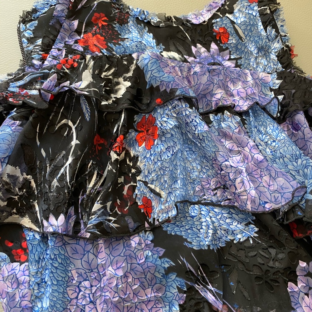 Nichola Cold Shoulder Ruffled Party Dress In Multi - Picture 9 of 10